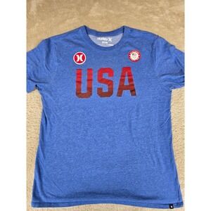 Hurley/Nike Dri-FIT Mens USA Olympic Team T-Shirt Blue Heathered Large